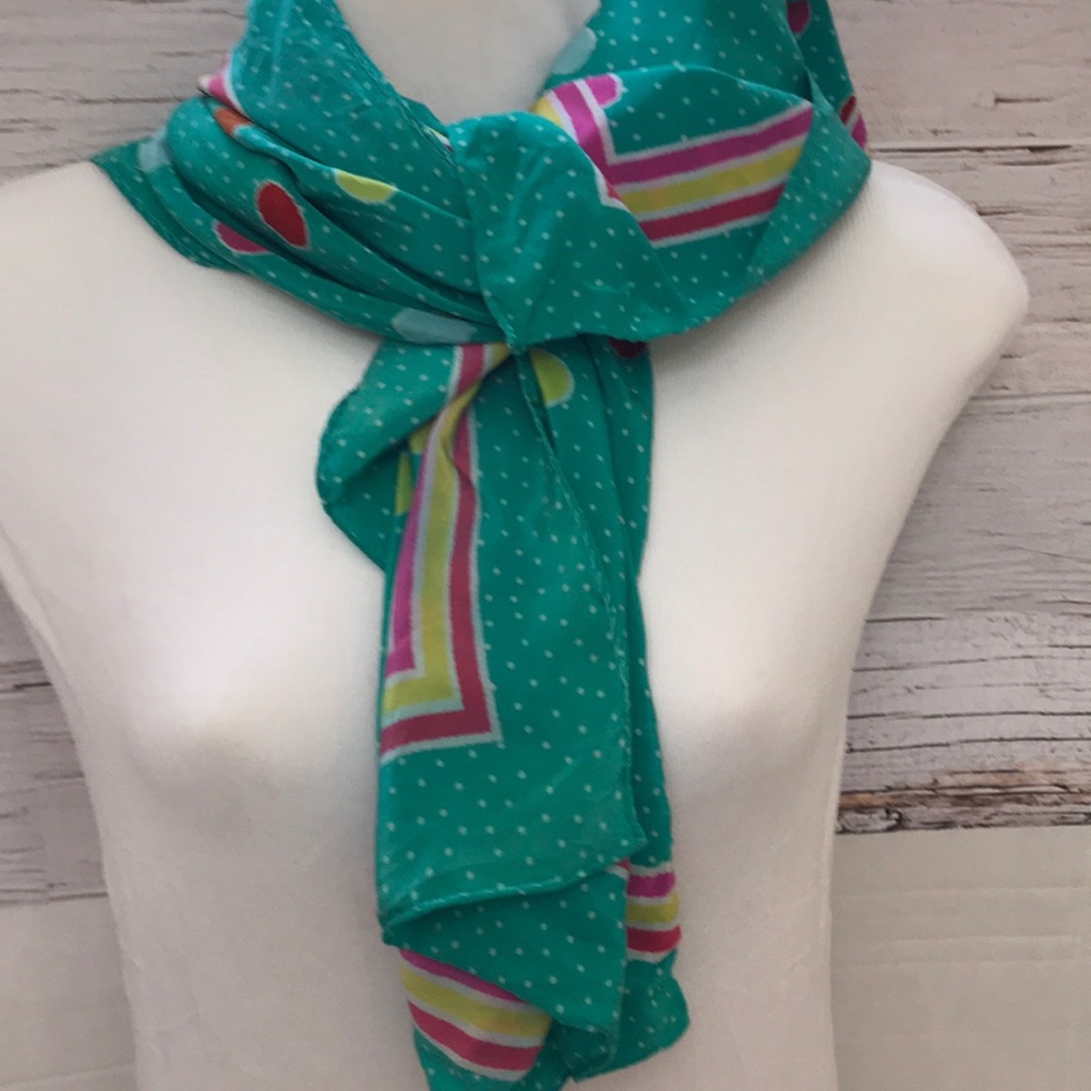 Ricki Freeman for Teri Jon green pink scarf